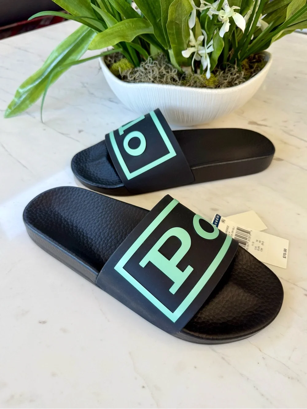 New POLO Logo Slide Men’s 11 Black/Mint
